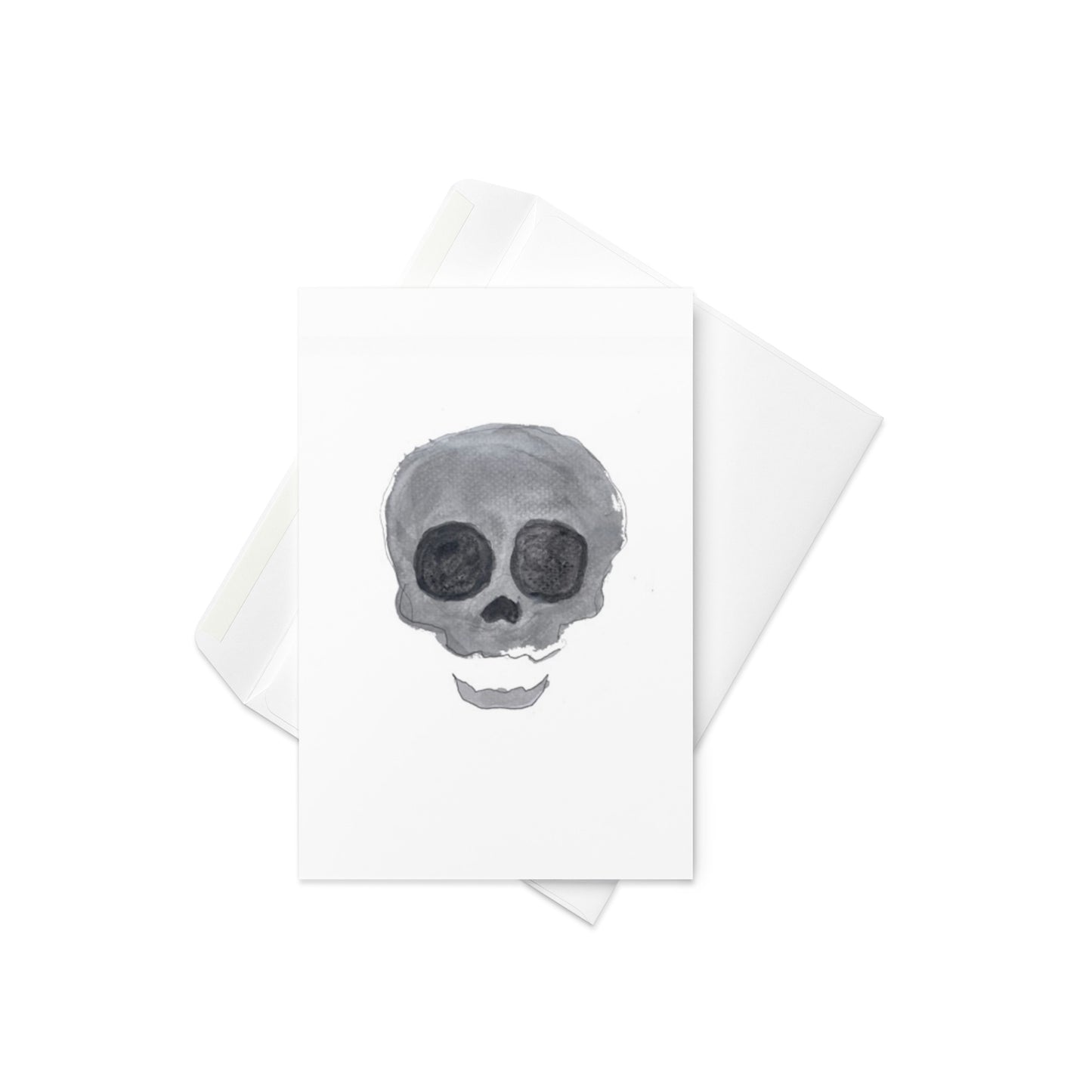 Grateful Skull Note Card: Skeleton Skull Watercolor