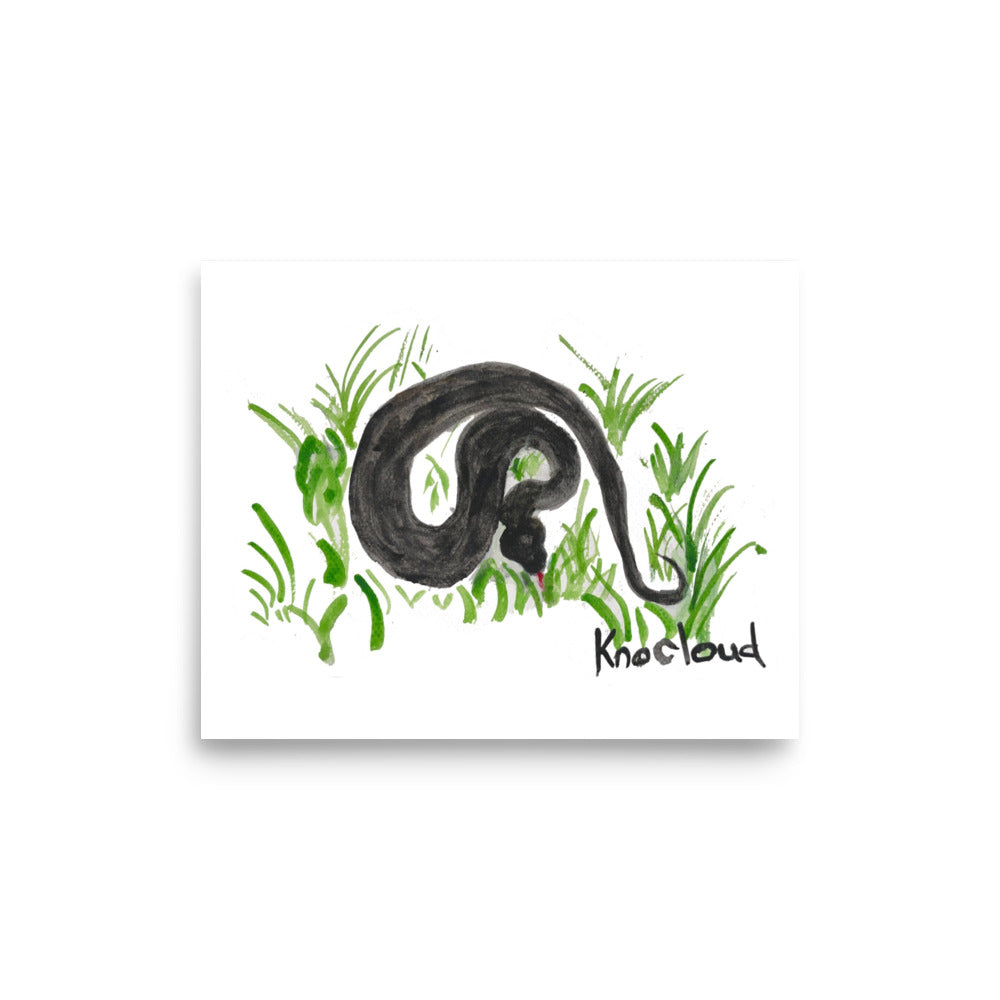 Black Water Moccassin - Hand-painted Watercolor Snake Print